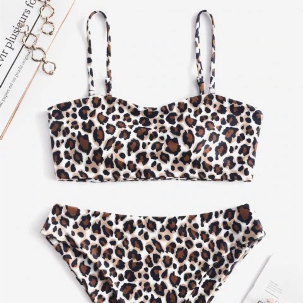 Leopard Print Bandeau Bikini